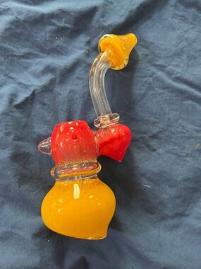 Handblown Glass Water Bubbler-Red & Yellow
